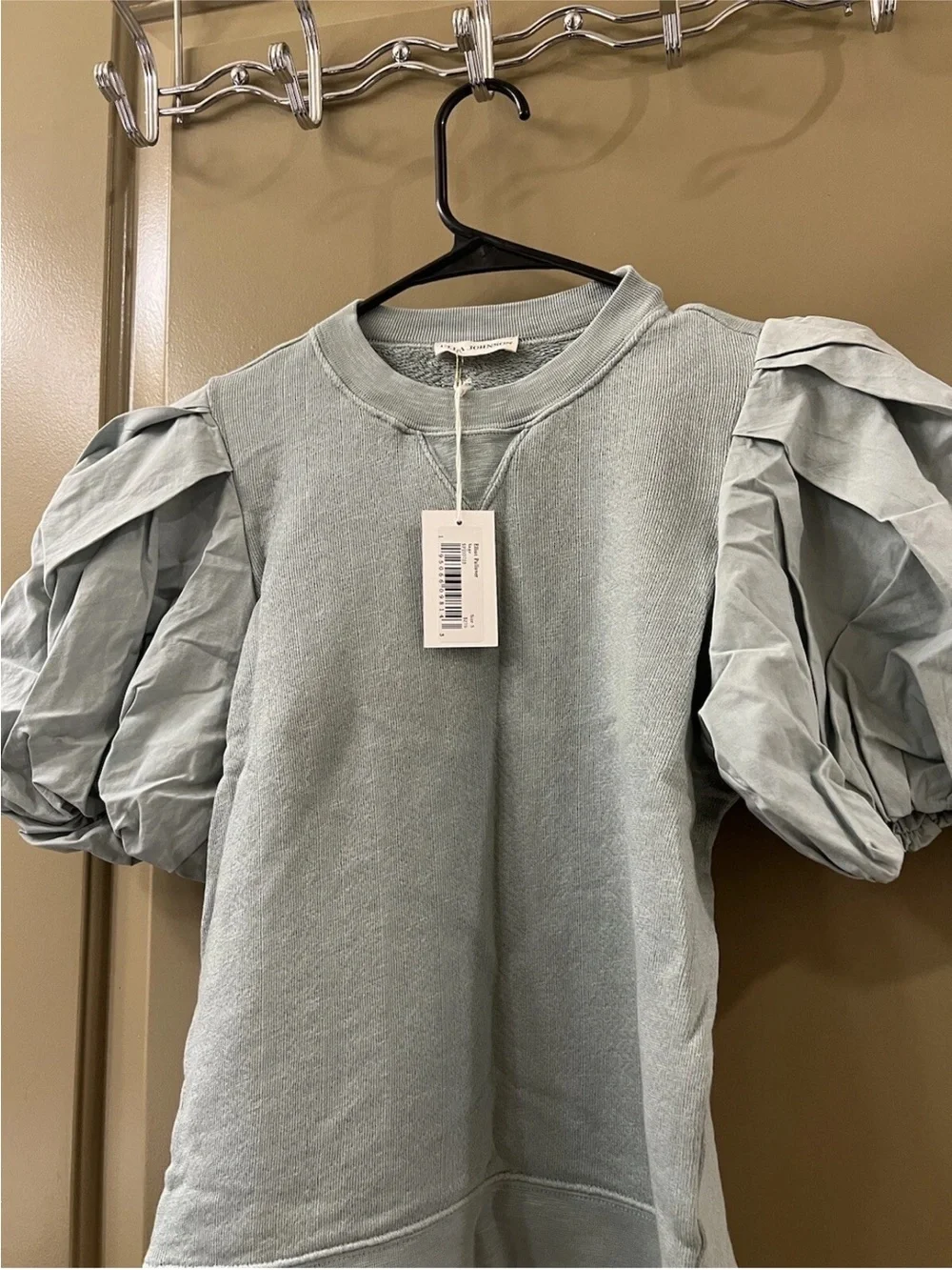 Ulla Johnson Pale Sage Puff-Sleeve Sweatshirt